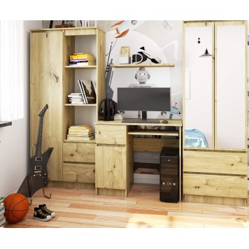 Biurko komputerowe 90 cm Piksel lewe - dąb artisan