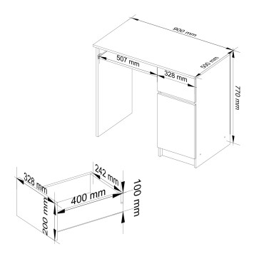 Biurko komputerowe 90 cm Piksel prawe - dąb craft