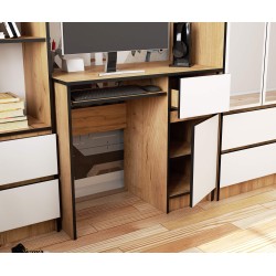 Biurko komputerowe 90 cm Piksel prawe - dąb craft-białe