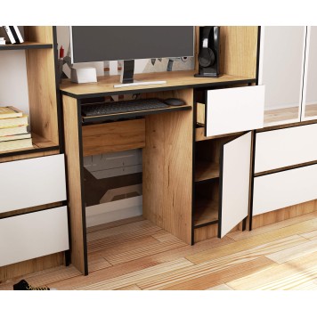 Biurko komputerowe 90 cm Piksel prawe - dąb craft-białe