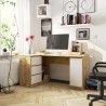 Biurko narożne B20 155 cm lewe - dąb artisan-białe - 3 szuflady