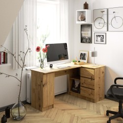Biurko narożne B20 155 cm prawe - dąb artisan - 3 szuflady
