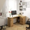 Biurko narożne B20 155 cm prawe - dąb artisan - 3 szuflady