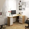 Biurko narożne B20 155 cm prawe - dąb artisan-białe - 3 szuflady