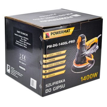 Szlifierka do gipsu PM-DG-1400L-PRO 1400W + LED + WOREK