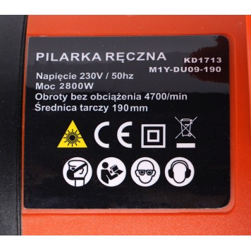 Pilarka ręczna tarczowa 2800W laser KD1713
