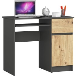 BIURKO KOMPUTEROWE PIKSEL SZARE / DĄB ARTISAN - PRAWE
