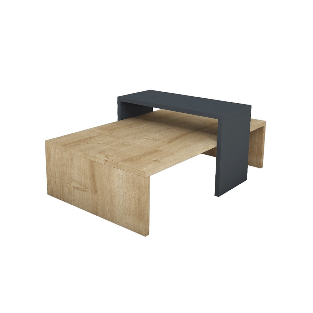 Coffee table Glow pakoworld in oak-anthracite color 80x50x32cm Coffee table Glow pakoworld in oak-anthracite color 80x50x32cm