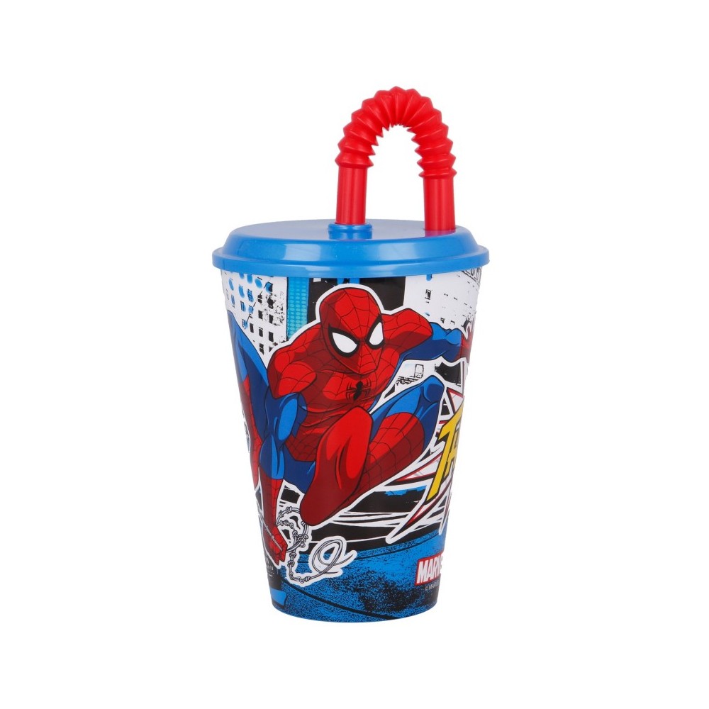 Spiderman Streets Straw Cup, Plastic 430 ml