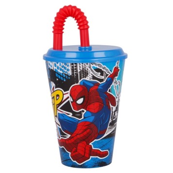 Spiderman Streets Straw Cup, Plastic 430 ml