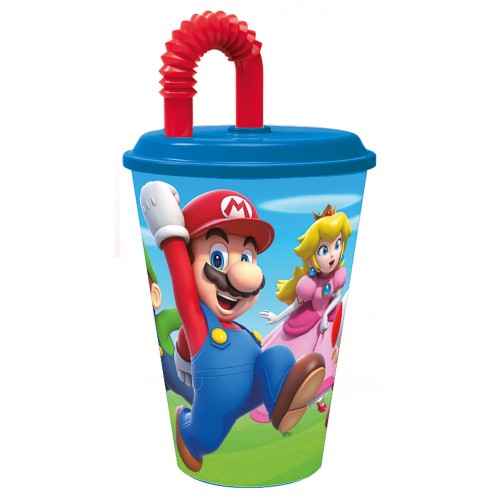 Super Mario Mushroom Kingdom straw cup, plastic 430 ml