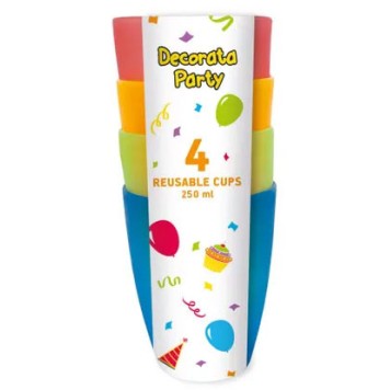Colour plastic cup set of 4 pcs 250 ml
