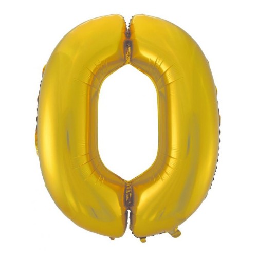 Number Gold Mat Gold number 0 foil balloon 92 cm