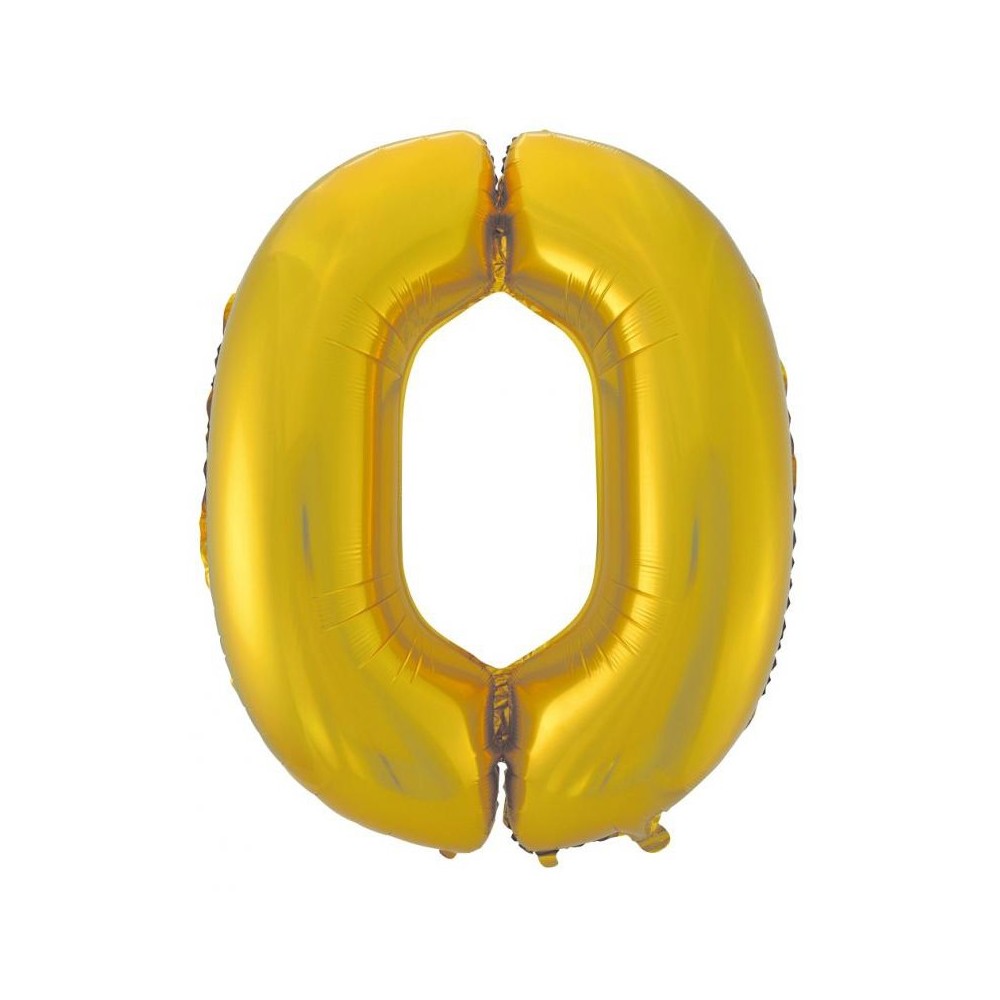 Number Gold Mat Gold number 0 foil balloon 92 cm