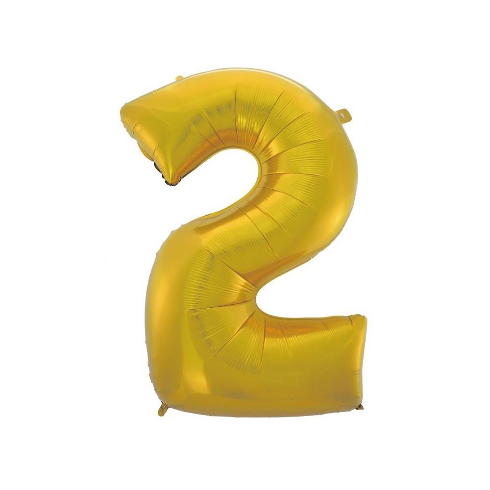 Number Gold Mat Gold Number 2 Foil Balloon 92 cm