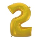 Number Gold Mat Gold Number 2 Foil Balloon 92 cm