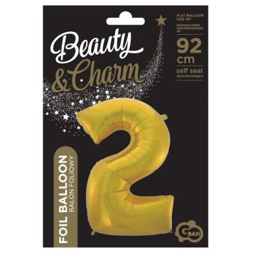 Number Gold Mat Gold Number 2 Foil Balloon 92 cm