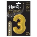 Number Gold Mat Gold Number 3 Foil Balloon 92 cm