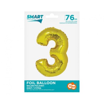 Number Gold Gold number 3 foil balloon 76 cm