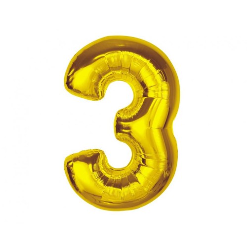 Number Gold Gold Number 3 Foil Balloon 92 cm