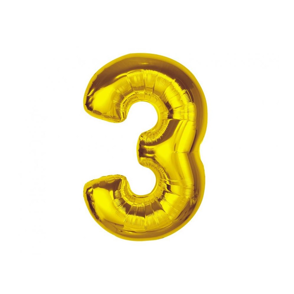 Number Gold Gold Number 3 Foil Balloon 92 cm