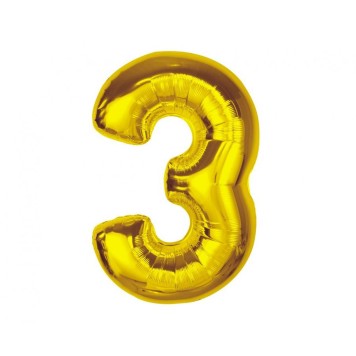 Number Gold Gold Number 3 Foil Balloon 92 cm