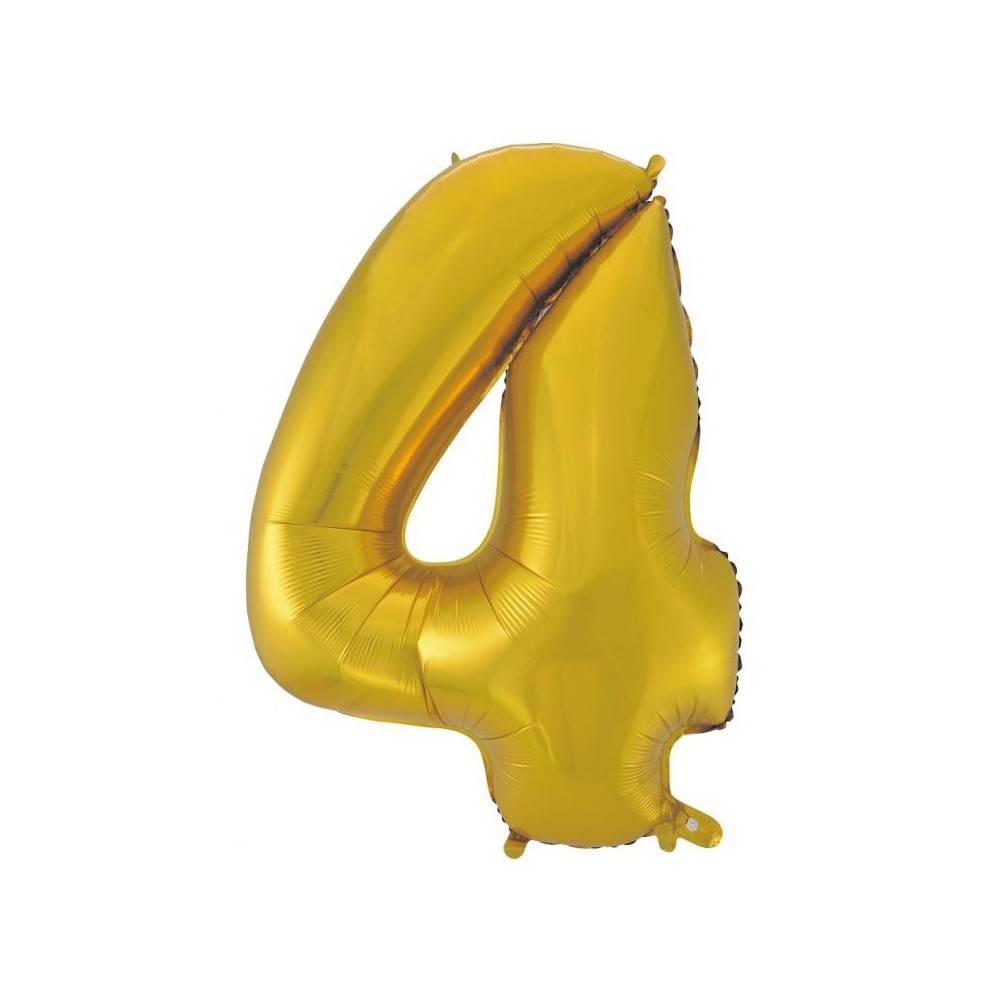 Number Gold Mat Gold Number 4 Foil Balloon 92 cm