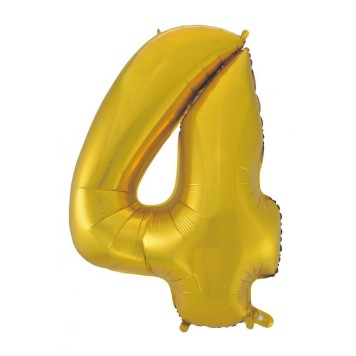 Number Gold Mat Gold Number 4 Foil Balloon 92 cm