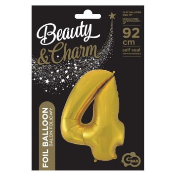Number Gold Mat Gold Number 4 Foil Balloon 92 cm