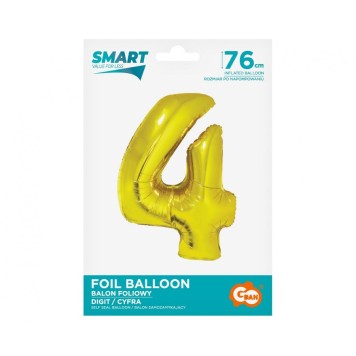 Number Gold Golden number 4 foil balloon 76 cm