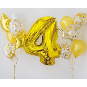 Number Gold Gold number 4 foil balloon 92 cm