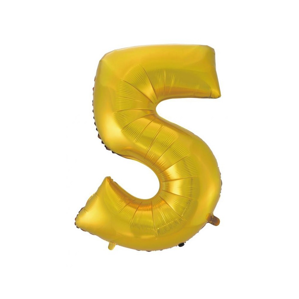 Number Gold Mat Gold Number 5 Foil Balloon 92 cm