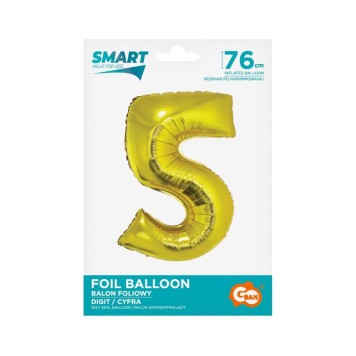 Number Gold Gold Number 5 Foil Balloon 76 cm