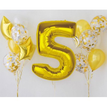 Number Gold Gold Number 5 Foil Balloon 92 cm