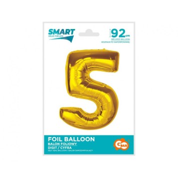 Number Gold Gold Number 5 Foil Balloon 92 cm