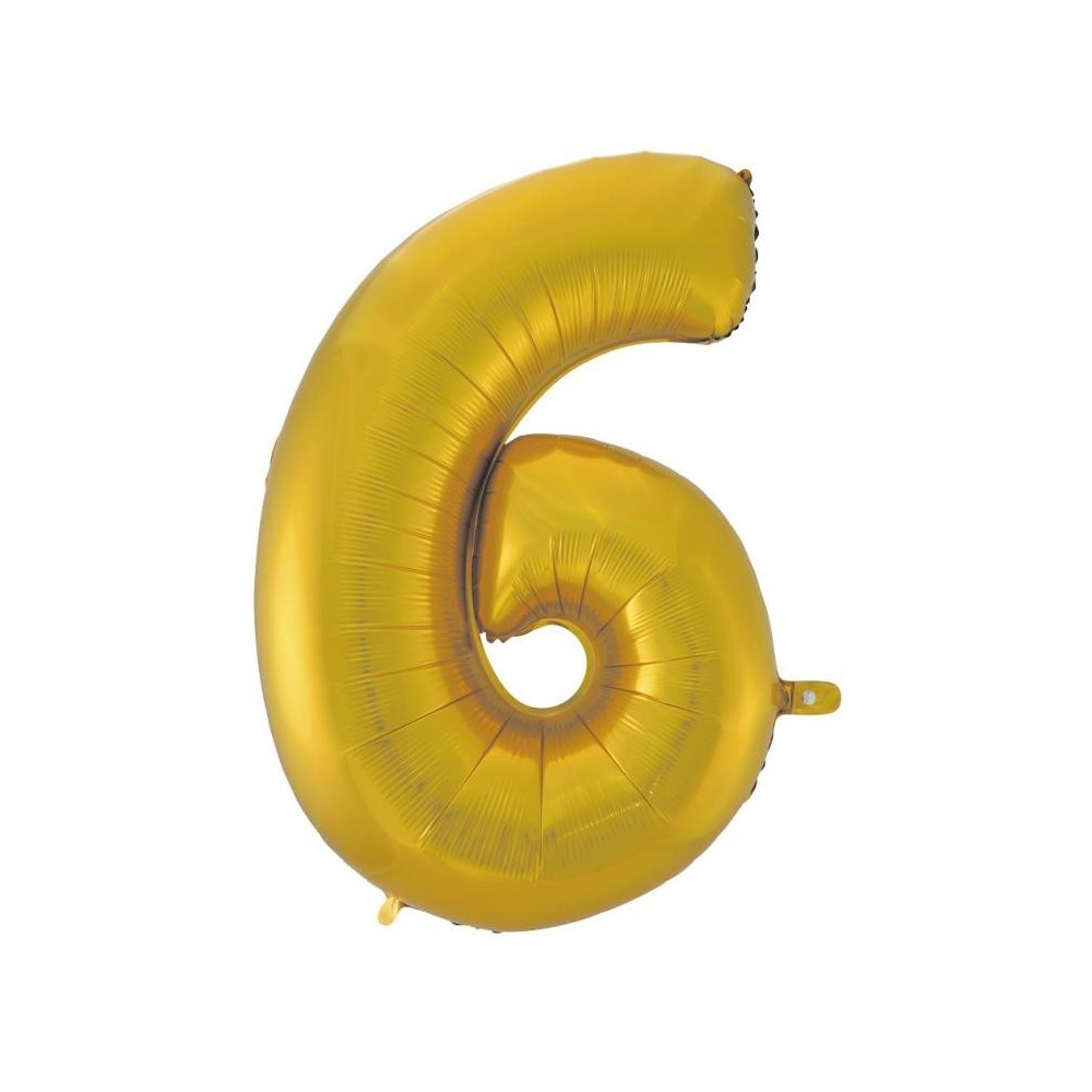 Number Gold Mat Gold Number 6 Foil Balloon 92 cm
