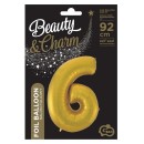 Number Gold Mat Gold Number 6 Foil Balloon 92 cm
