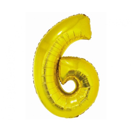 Number Gold Golden number 6 foil balloon 76 cm