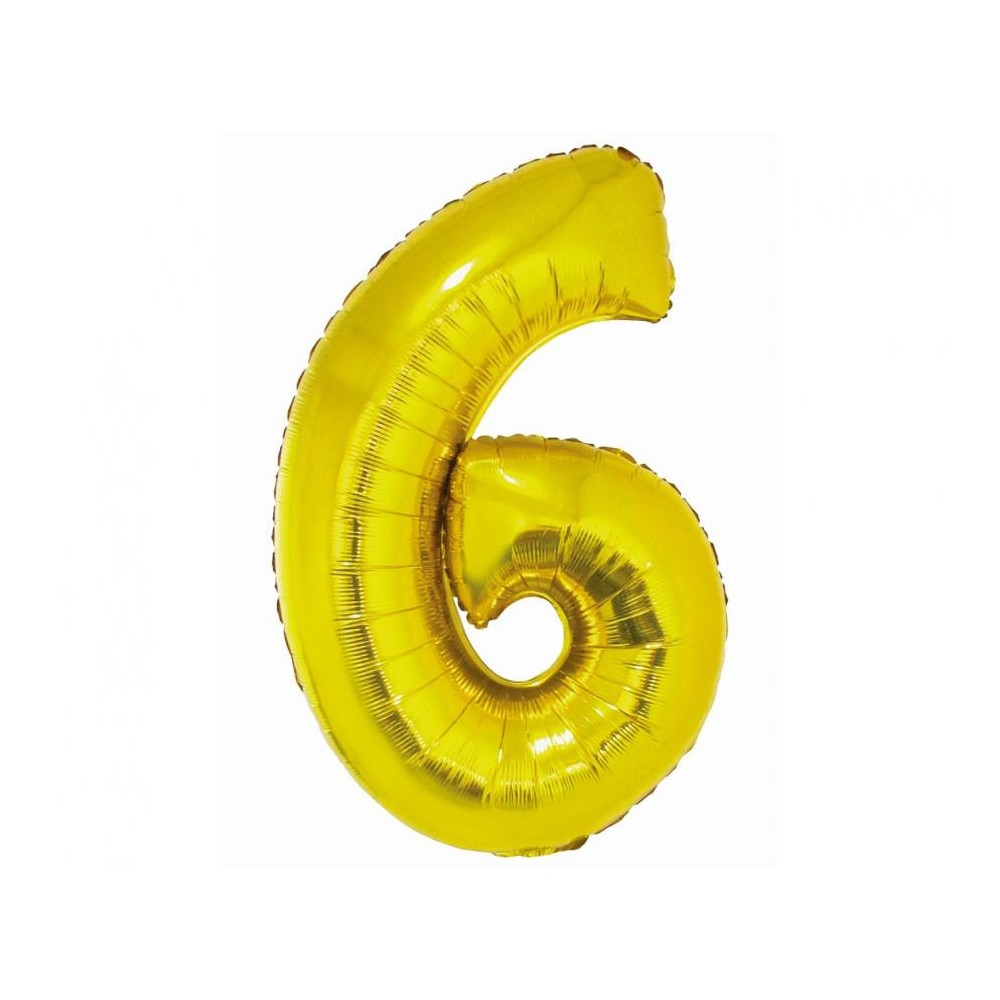 Number Gold Golden number 6 foil balloon 76 cm