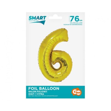 Number Gold Golden number 6 foil balloon 76 cm