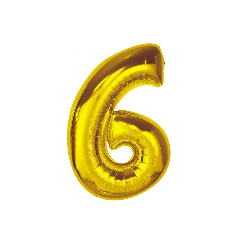 Number Gold Gold Number 6 Foil Balloon 92 cm