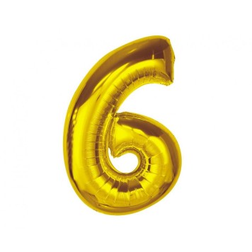 Number Gold Gold Number 6 Foil Balloon 92 cm