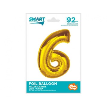 Number Gold Gold Number 6 Foil Balloon 92 cm