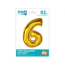 Number Gold Gold Number 6 Foil Balloon 92 cm
