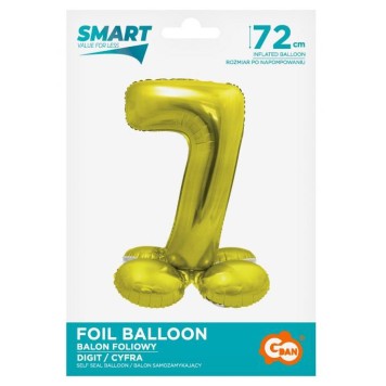 Number Gold Gold Number 7 Foil Balloon with Stand 72 cm