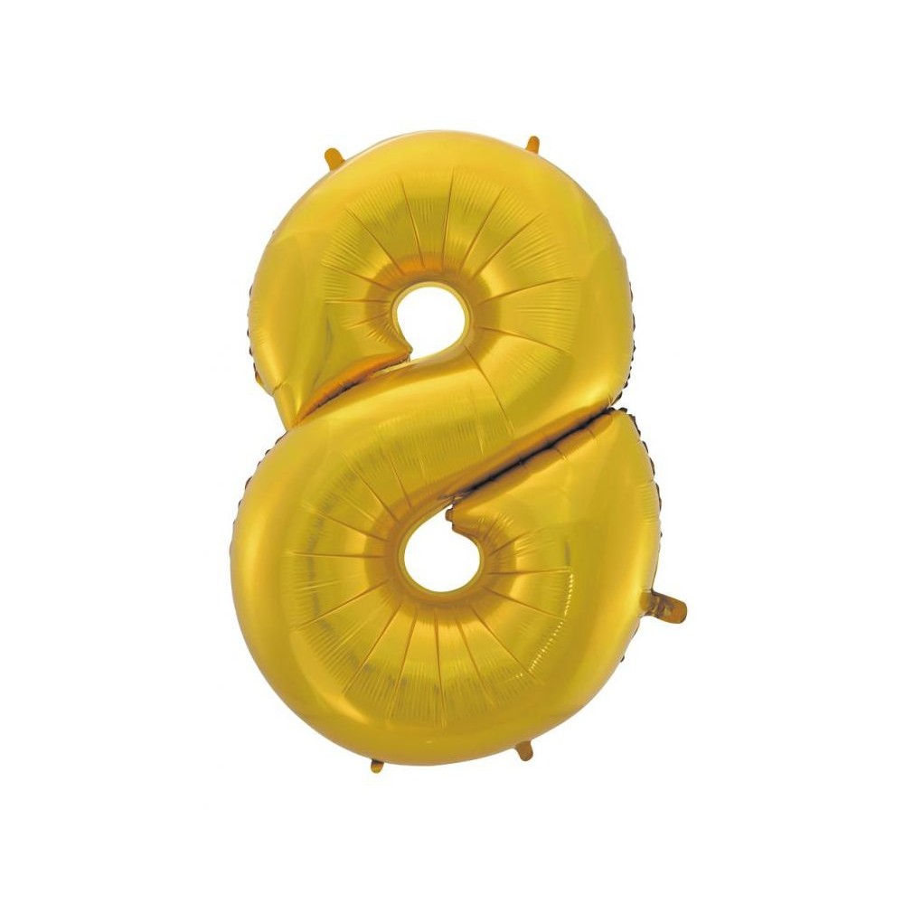 Number Gold Mat Gold number 8 foil balloon 92 cm