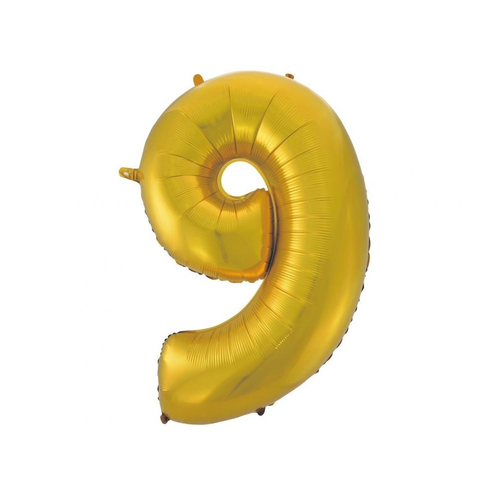 Number Gold Mat Gold Number 9 Foil Balloon 92 cm