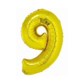 Number Gold Gold Number 9 Foil Balloon 76 cm