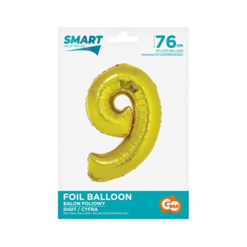 Number Gold Gold Number 9 Foil Balloon 76 cm