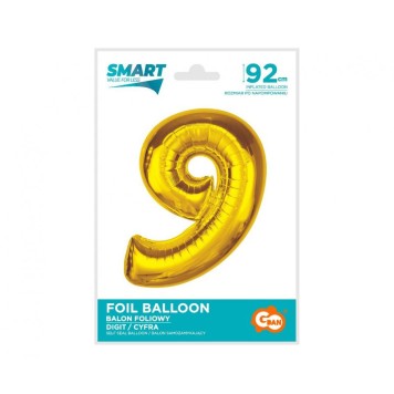 Number Gold Gold Number 9 Foil Balloon 92 cm
